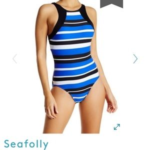 Seafolly Walk the line high neck maillot swimsuit